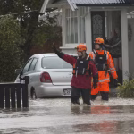 Emergency responders in a flood
