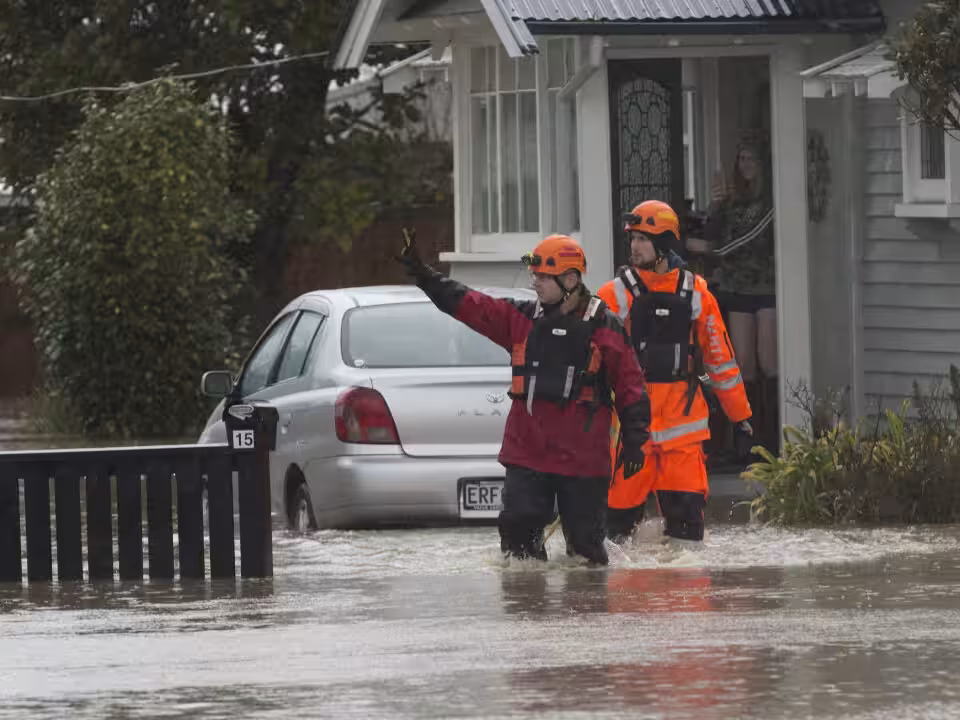 Emergency responders in a flood