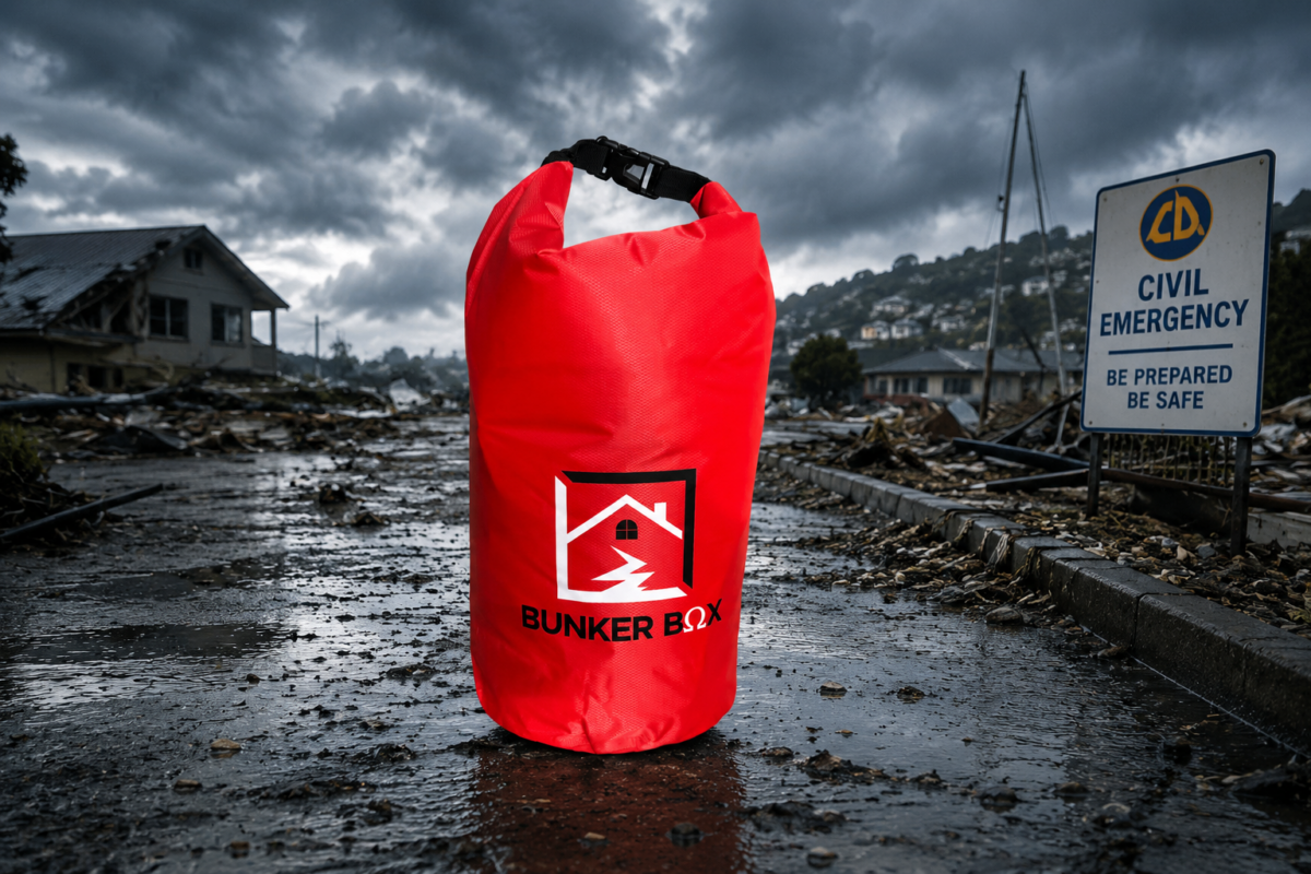 vehicle emergency grab-bag on a street