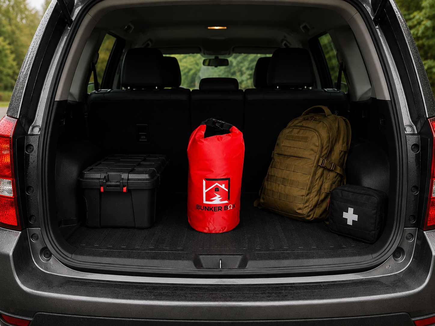 grab-bag in the boot of a car